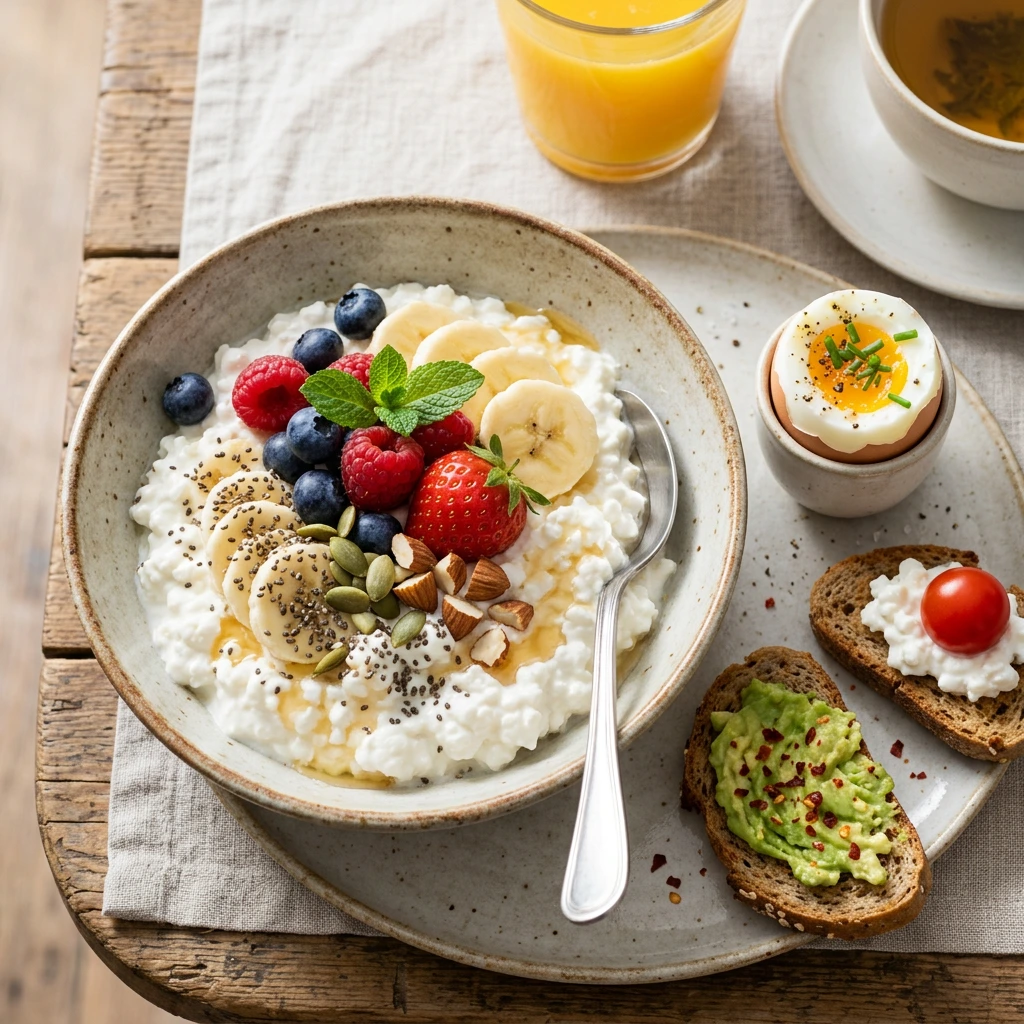 Eiweißreicher Hüttenkäse Frühstück