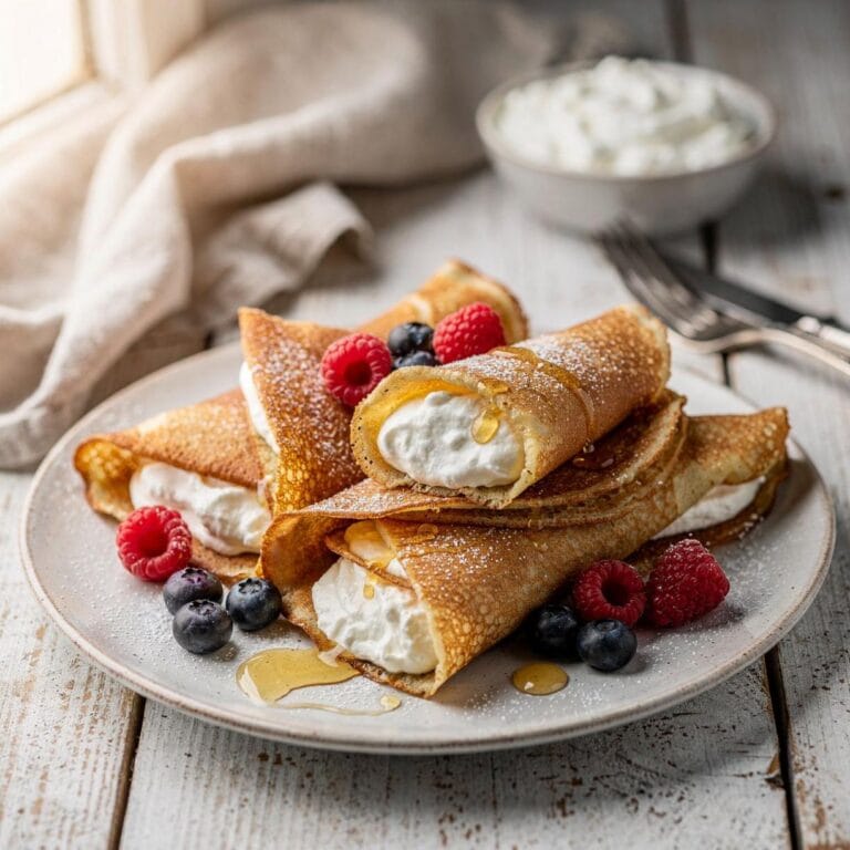 Eiweißreiche Crêpes mit Quarkfüllung