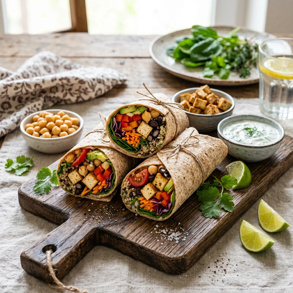 Eiweißreiche vegetarische Wraps