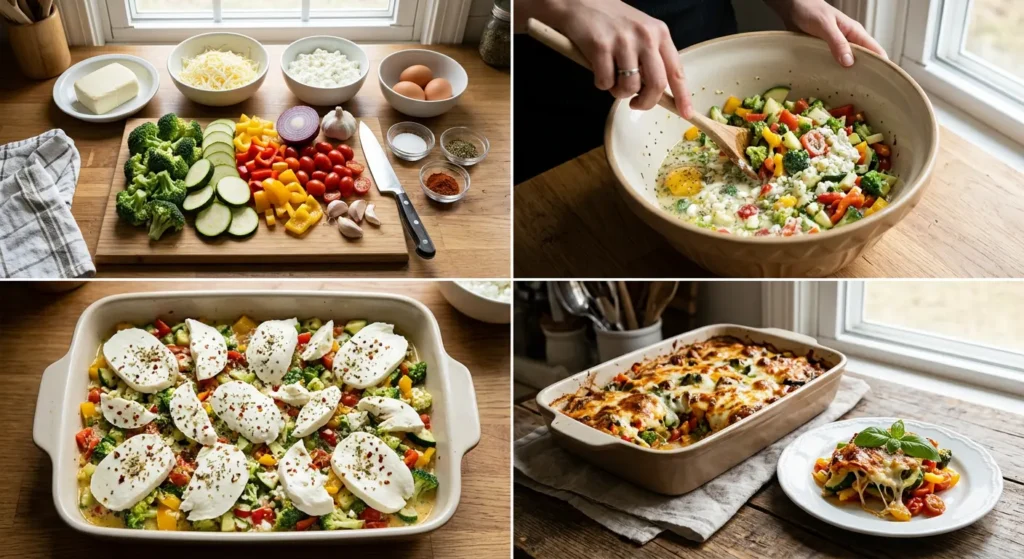 Eiweißreicher Gemüseauflauf mit Mozzarella