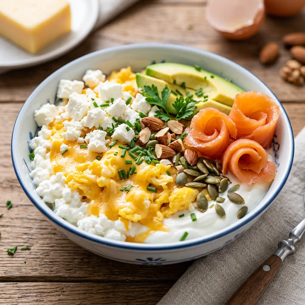 Eiweißreiches Frühstück mit Käse