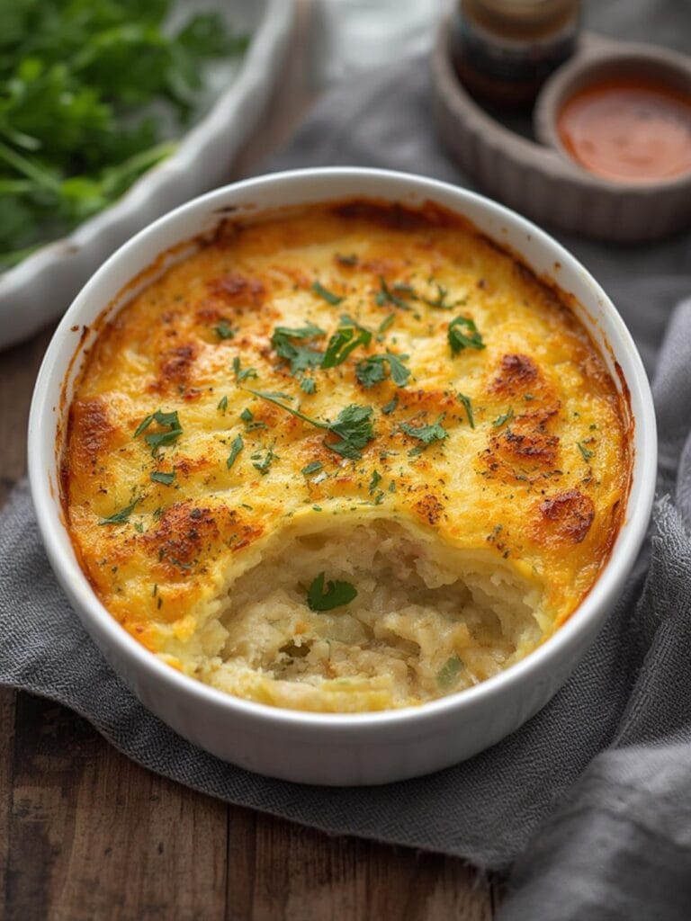 Eiweißreiche Kartoffelgratin mit Hüttenkäse