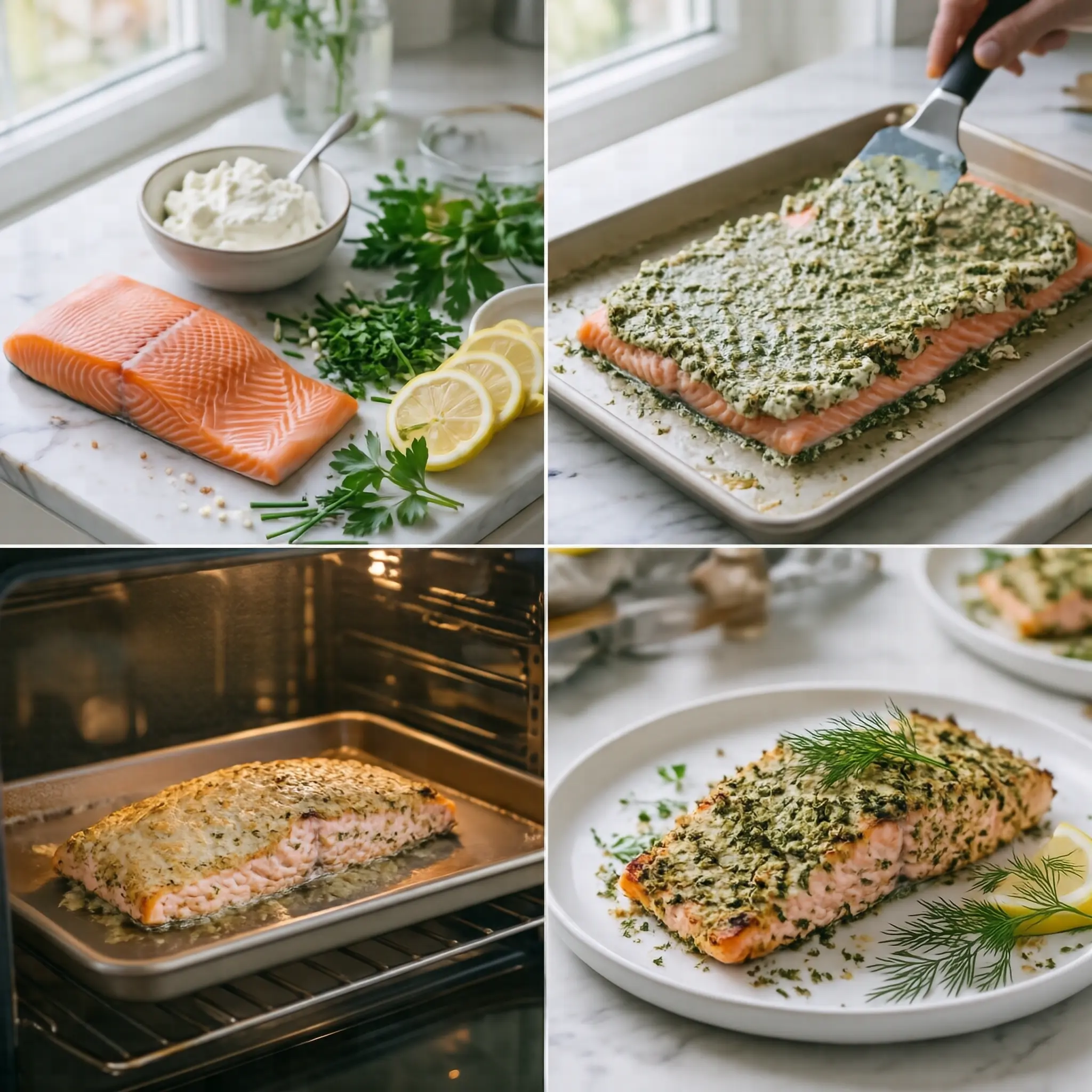 Gebackener Lachs mit Kräuterquark-Kruste