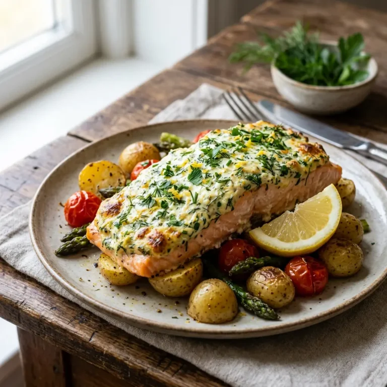 Gebackener Lachs mit Kräuterquark-Kruste