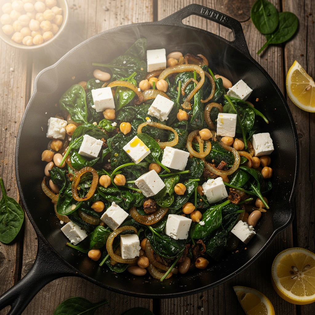 High Protein Spinat Feta Pfanne