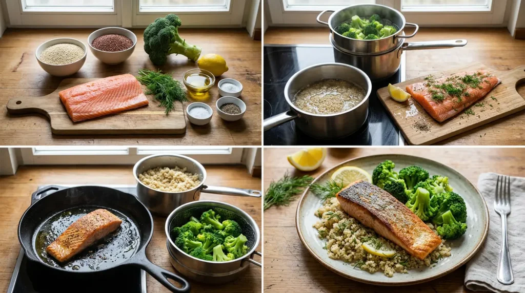 Lachs mit Quinoa und Brokkoli