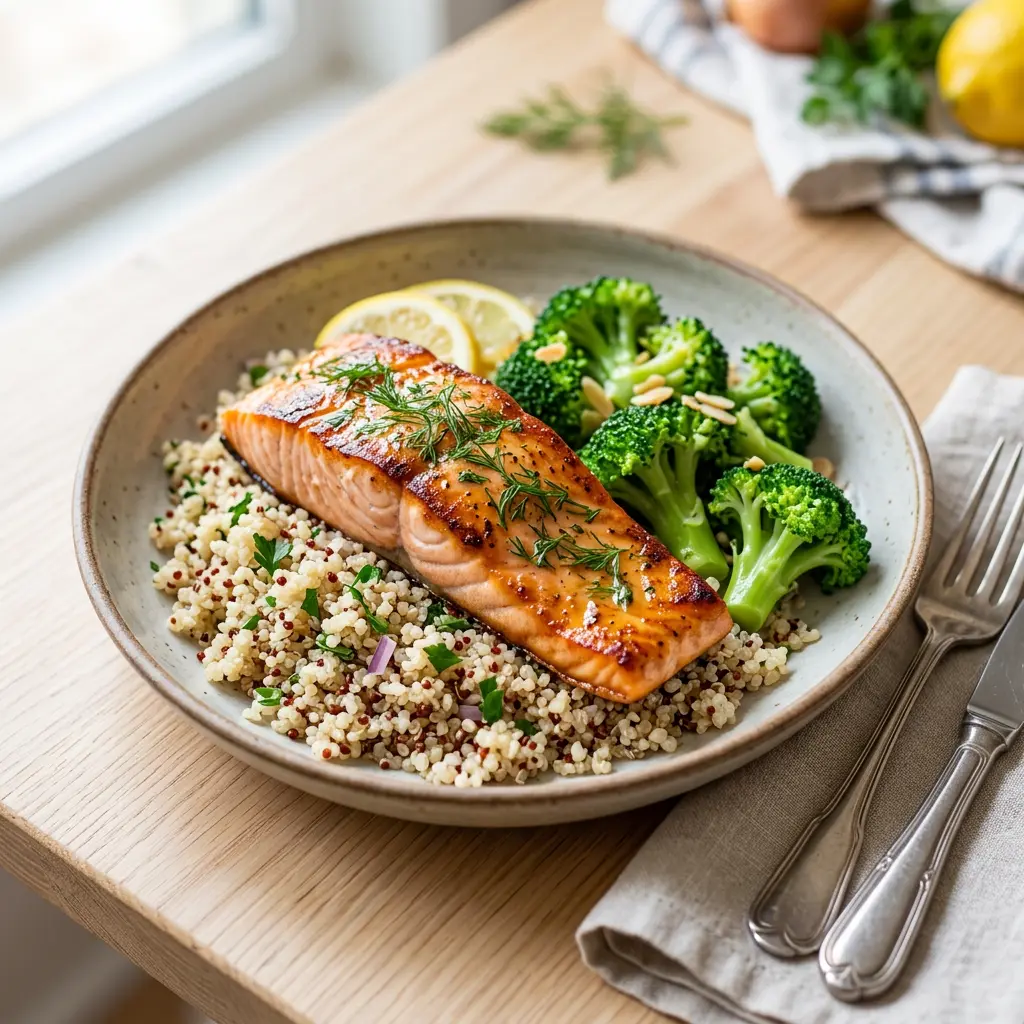 Lachs mit Quinoa und Brokkoli