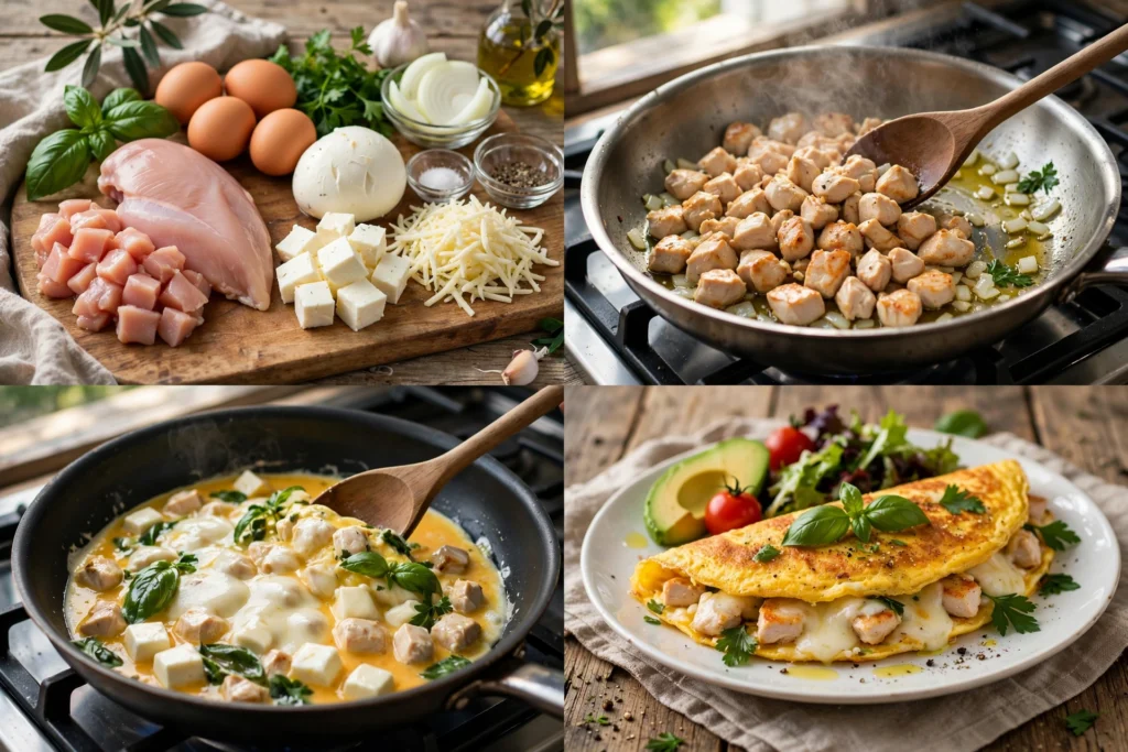 Omelett mit Hähnchen und Mozzarella