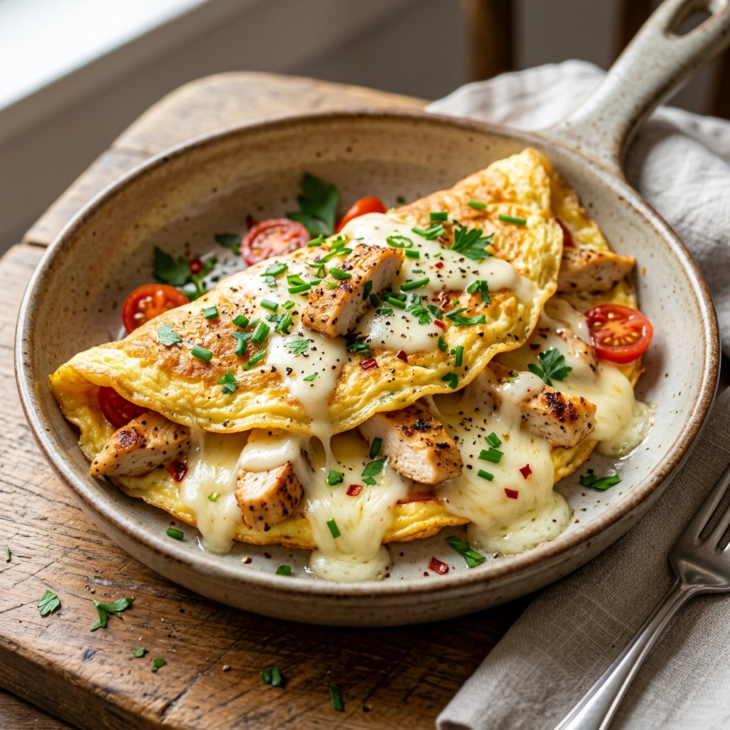Omelett mit Hähnchen und Mozzarella