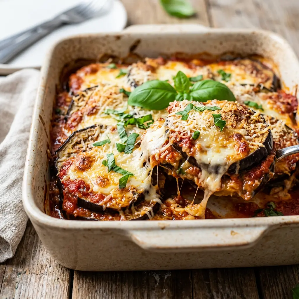Proteinreiche Auberginen Parmigiana