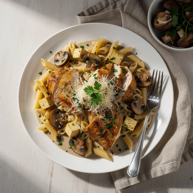 Proteinreiche Champignon Rahm Pasta