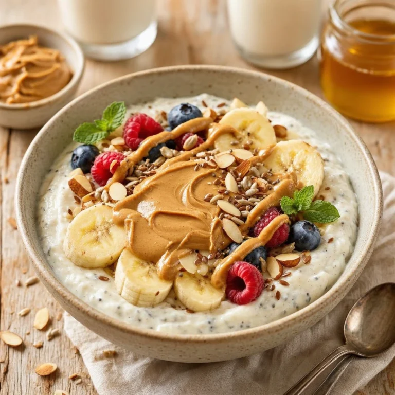 Proteinreiche Frühstücks Bowl mit Erdnussbutter