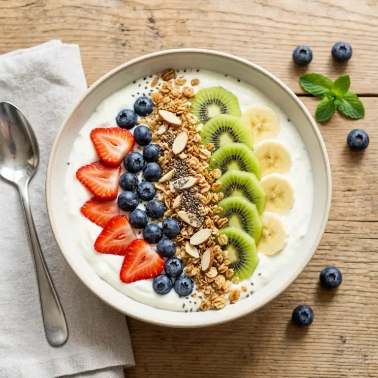 Proteinreiche Frühstücks Bowl mit Obst