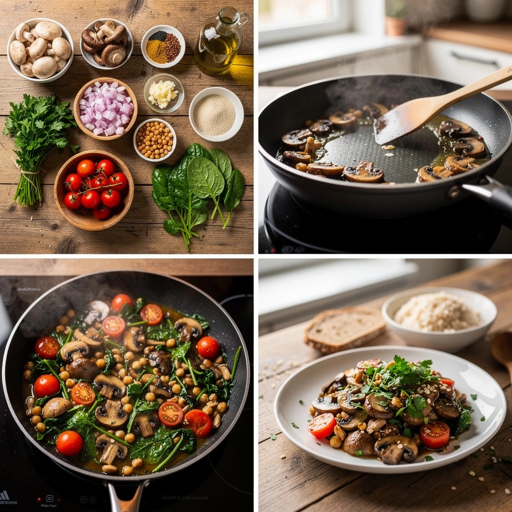 Proteinreiche vegetarisch Pilzpfanne
