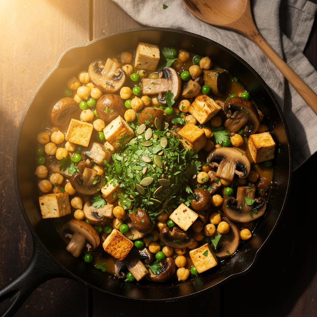 Proteinreiche vegetarisch Pilzpfanne