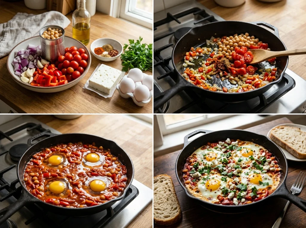 Shakshuka mit Feta und Kichererbsen