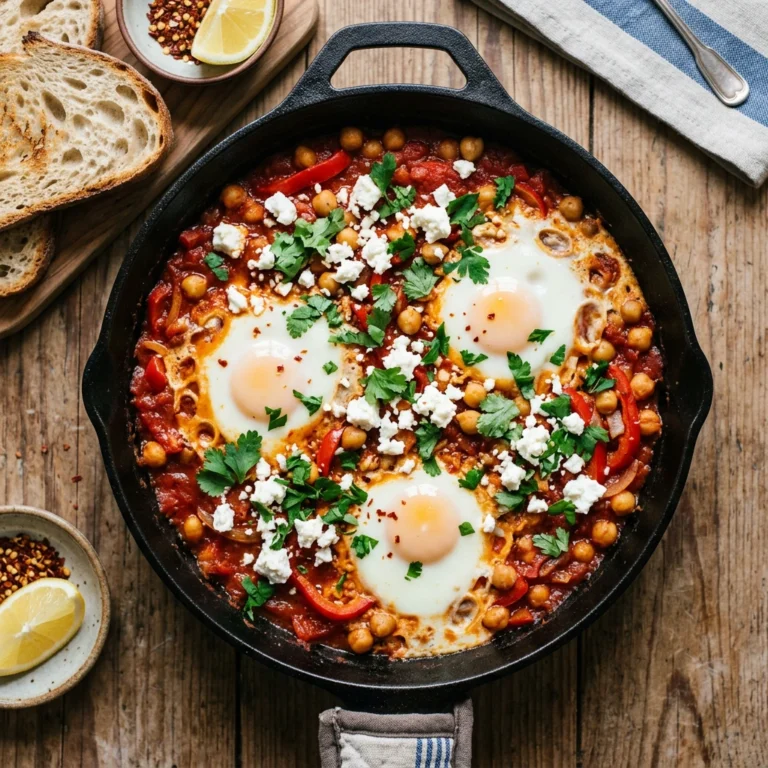 Shakshuka mit Feta und Kichererbsen