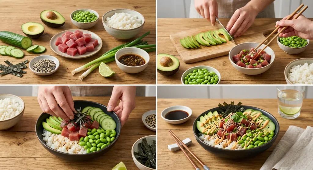Thunfisch Bowl mit Avocado und Edamame