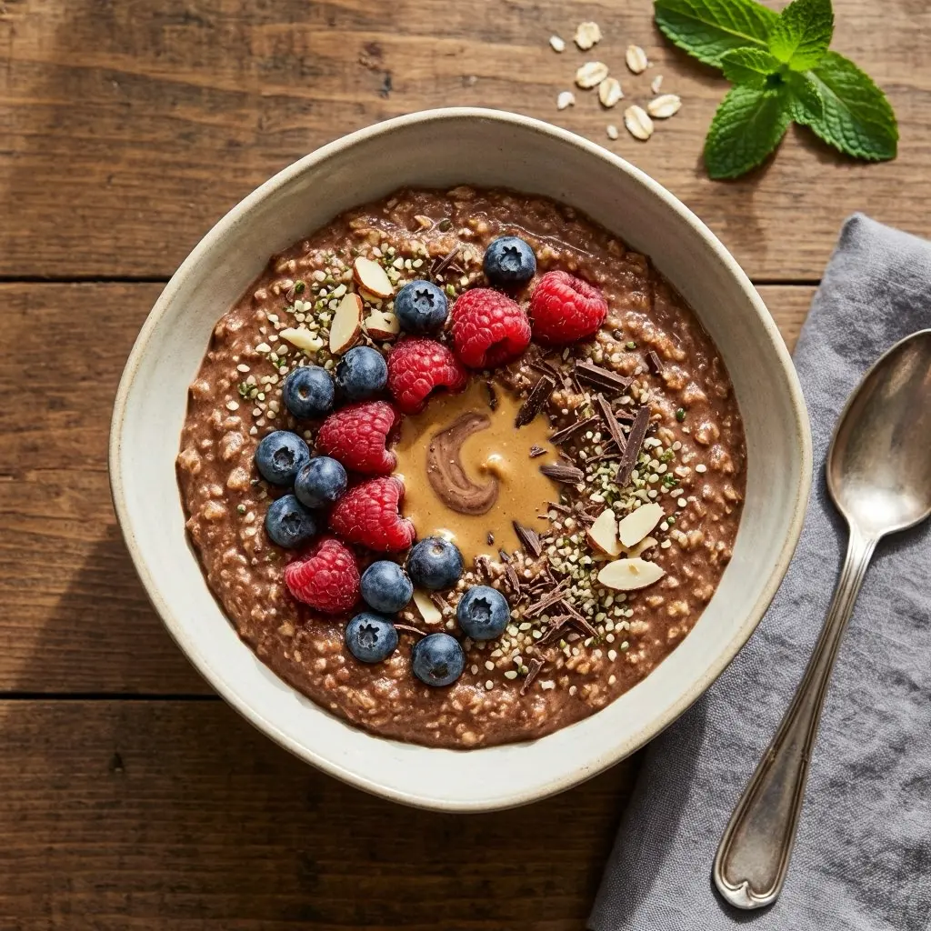 proteinreiche Schokolade porridge