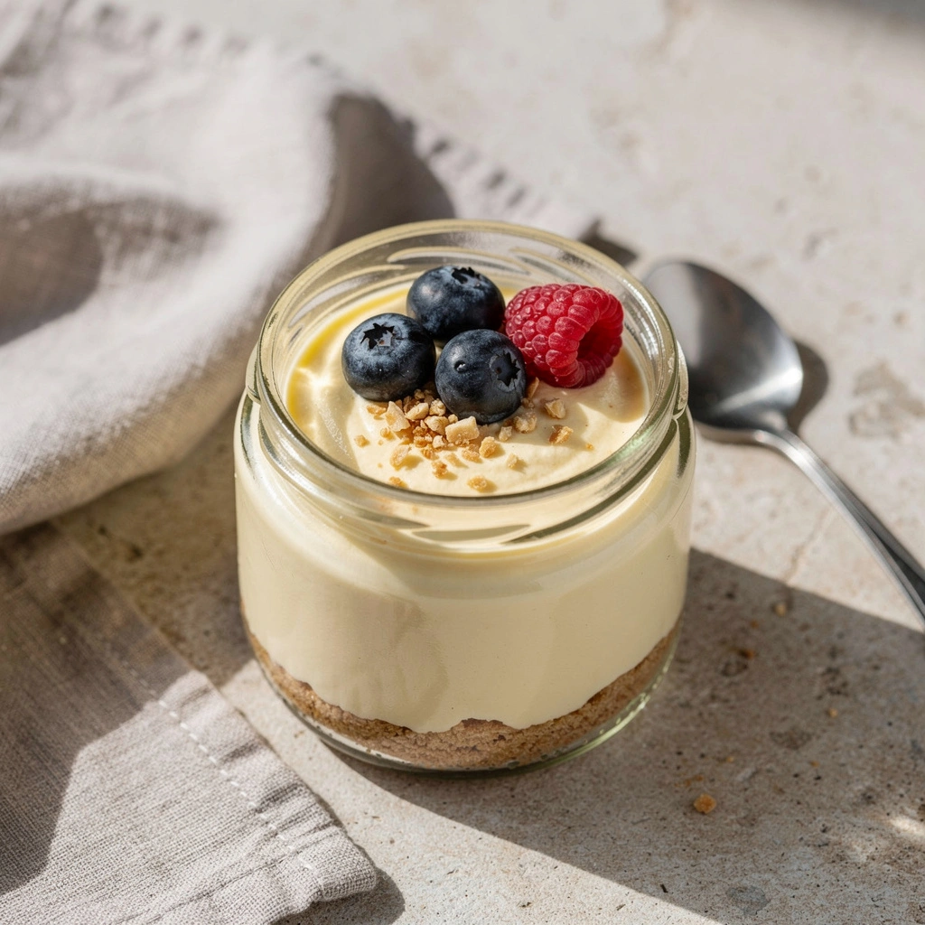 Käsekuchen im Becher mit hohem Proteingehalt