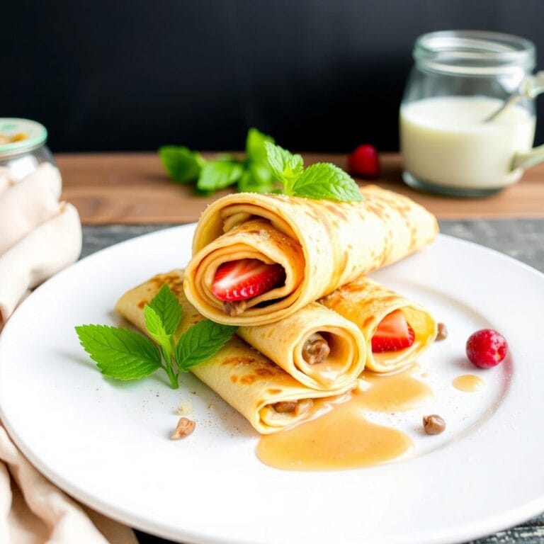High Protein Crepe Rolls mit Nussmus