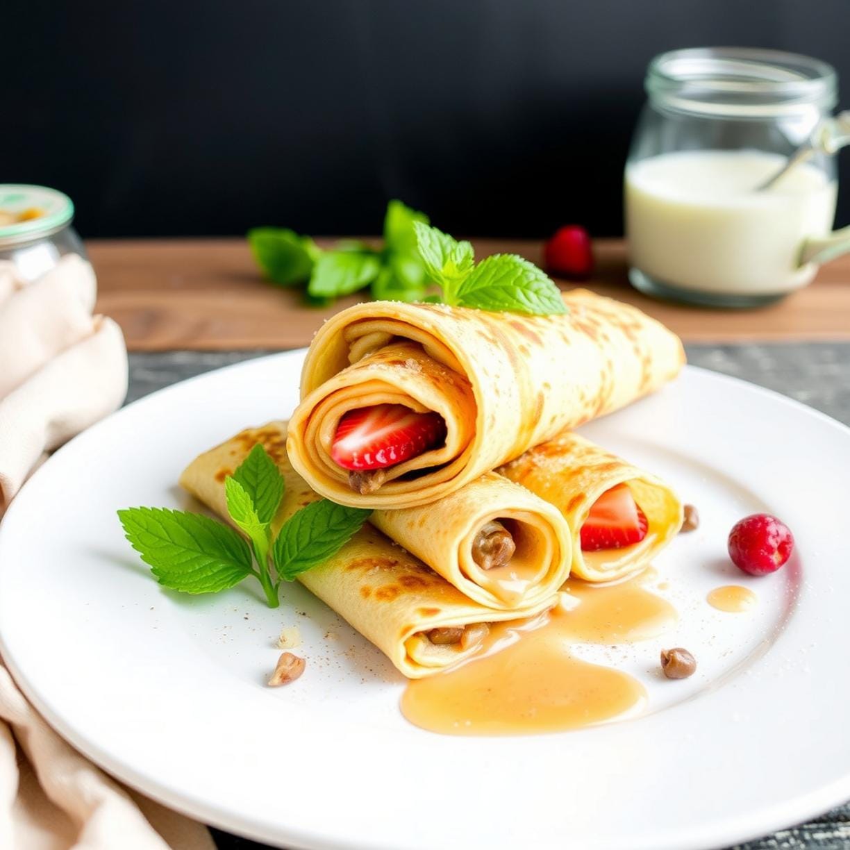 High Protein Crepe Rolls mit Nussmus